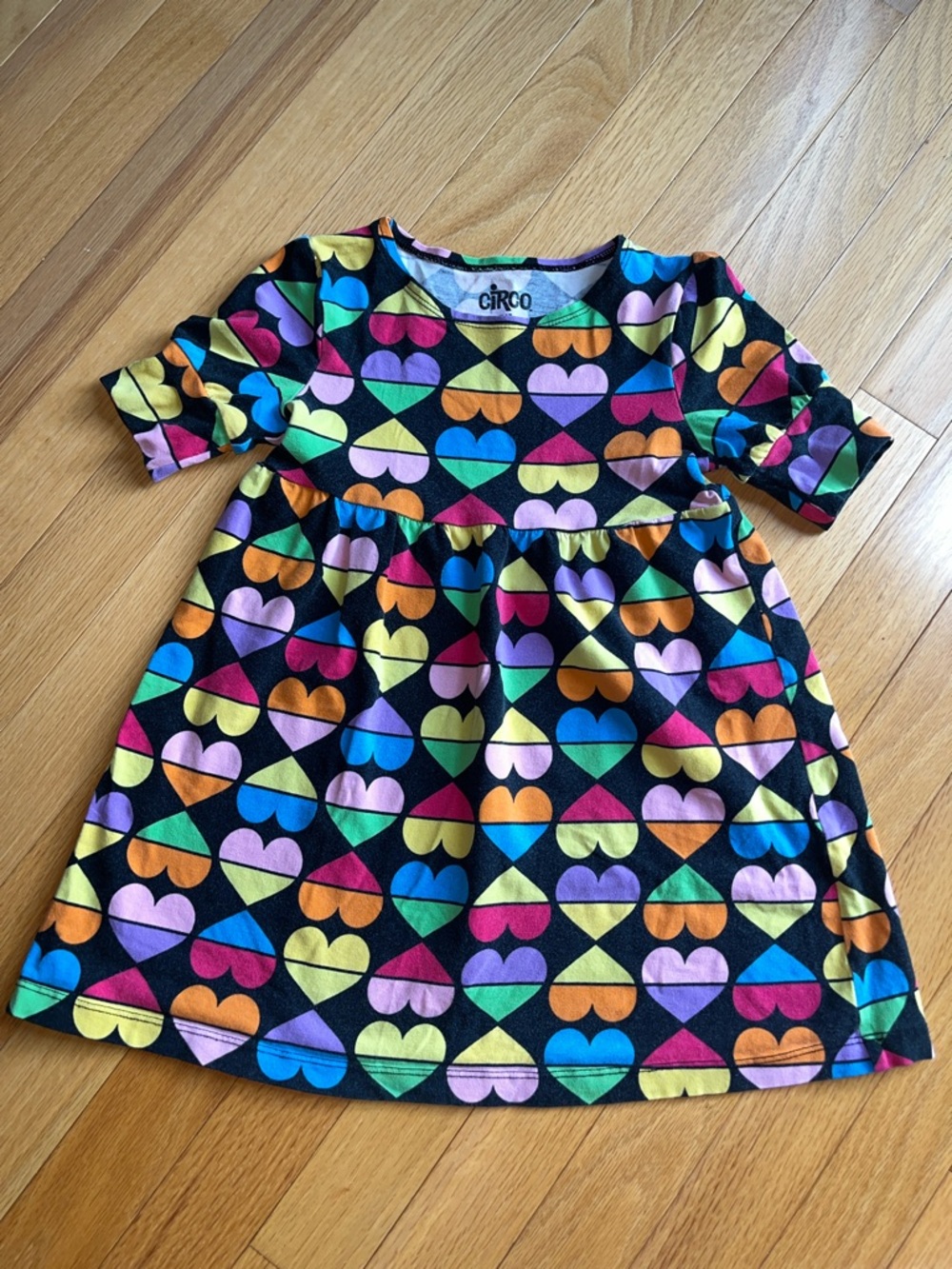 🍀6/$20 Circo Black Dress with Rainbow Heart Blocks